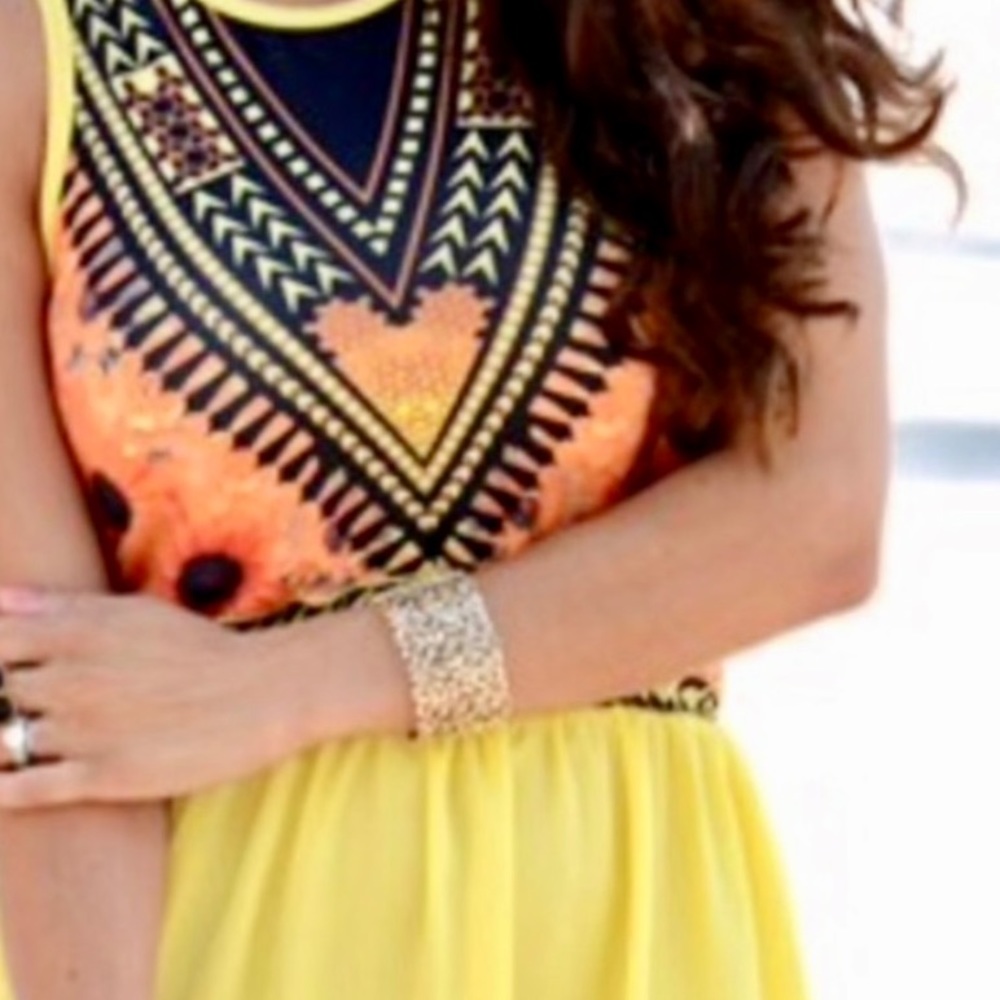 🎉HP!🎉 Yellow Aztec Maxi Dress - Picture 3 of 3